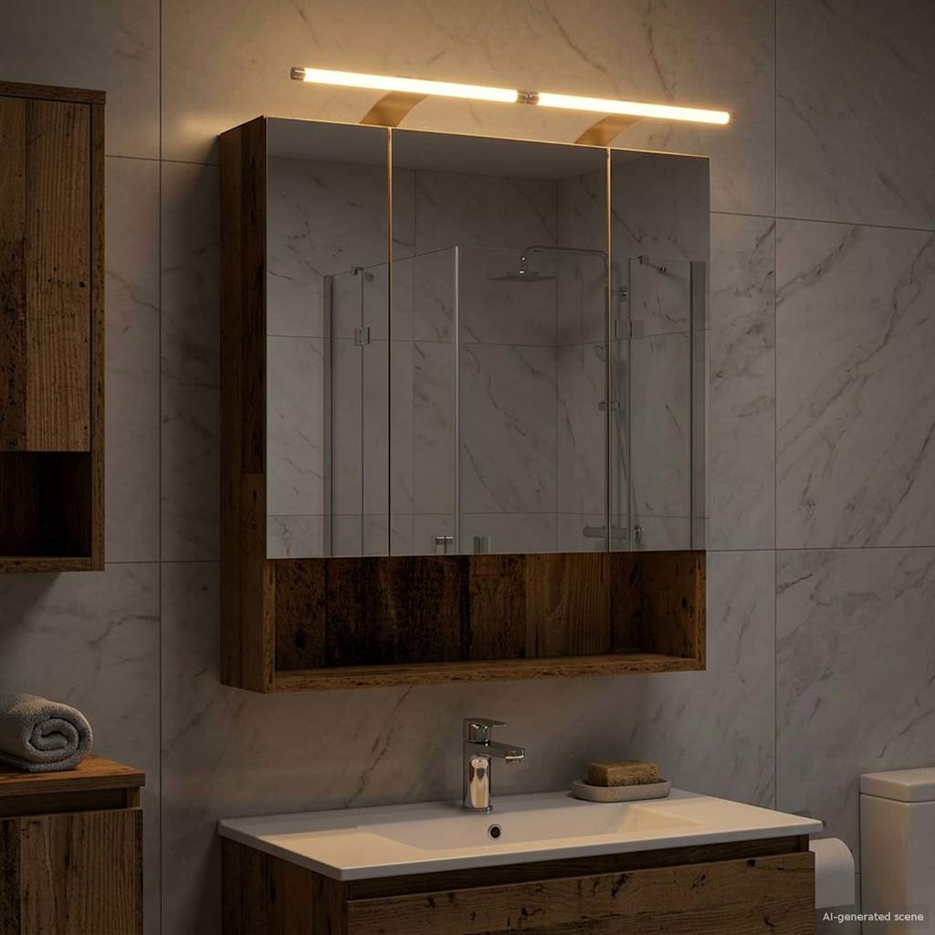 vidaXL Szafka z lustrem do łazienki Stare drewno 60 x 14.5 x 70 cm