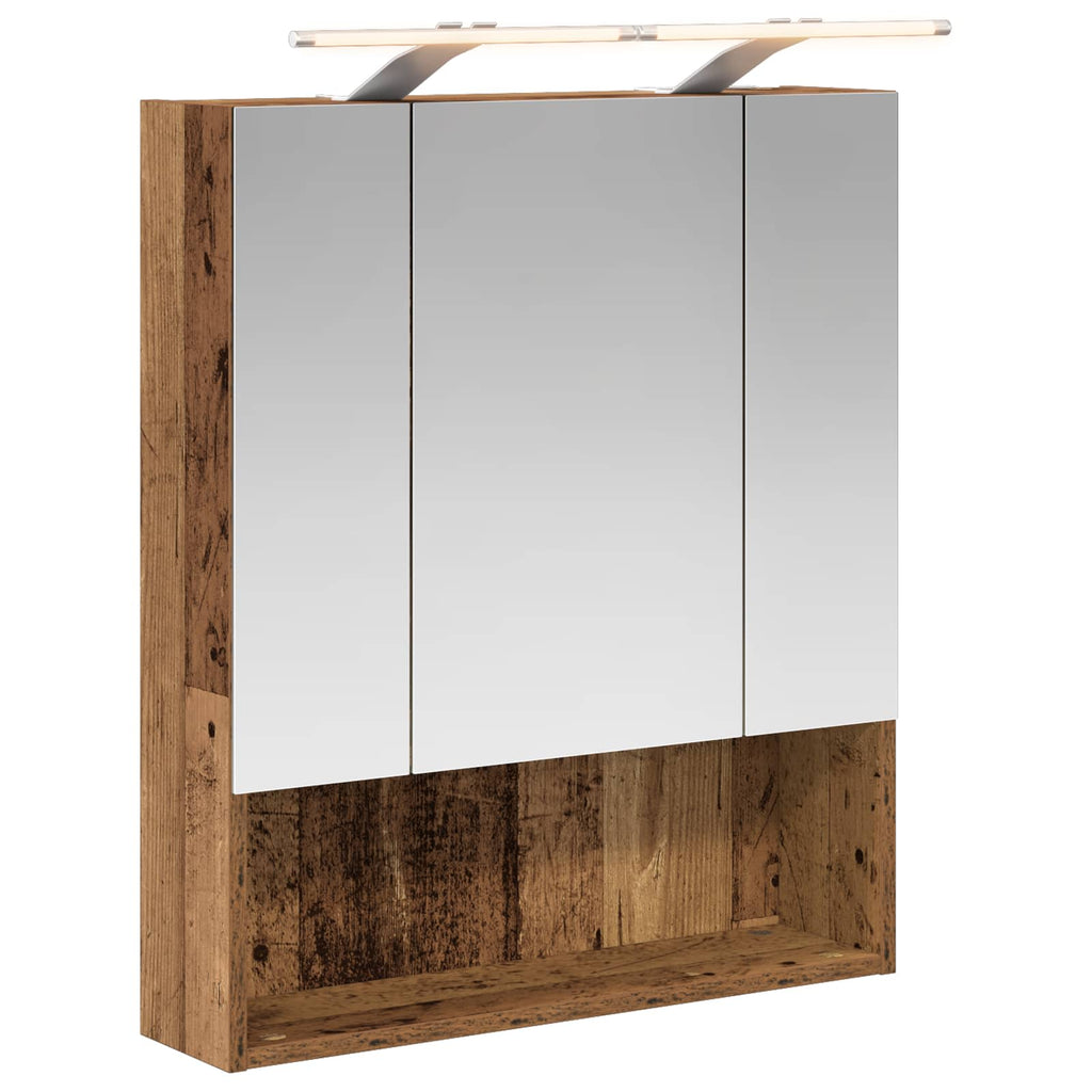 vidaXL Szafka z lustrem do łazienki Stare drewno 60 x 14.5 x 70 cm