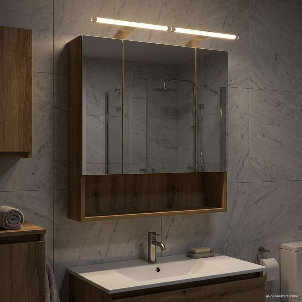 vidaXL Szafka z lustrem do łazienki Ze LED Lights Dąb rzemieślniczy