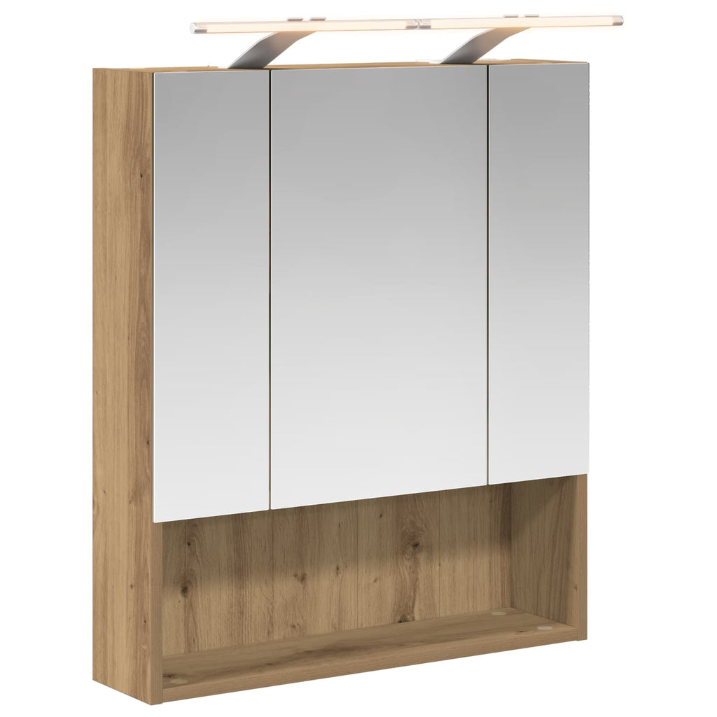 vidaXL Szafka z lustrem do łazienki Ze LED Lights Dąb rzemieślniczy