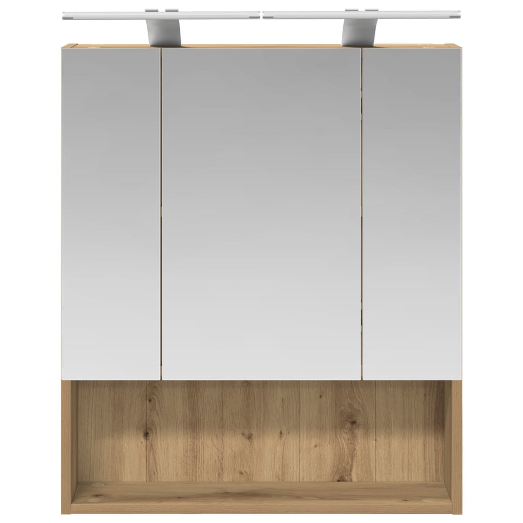 vidaXL Szafka z lustrem do łazienki Ze LED Lights Dąb rzemieślniczy