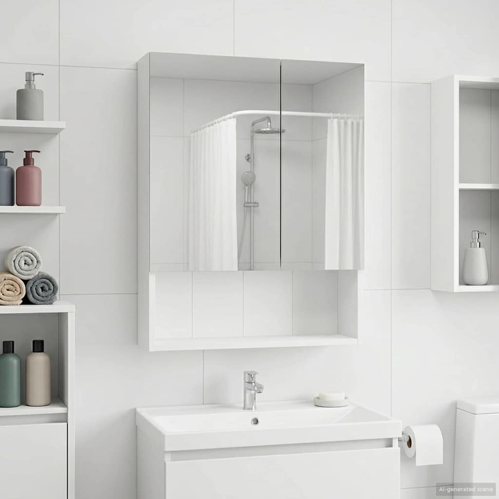 vidaXL Szafka z lustrem do łazienki z półką Biały 50 x 14,5 x 70 cm