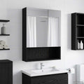 vidaXL Szafka z lustrem do łazienki Czarny Dąb 50 x 14,5 x 70 cm