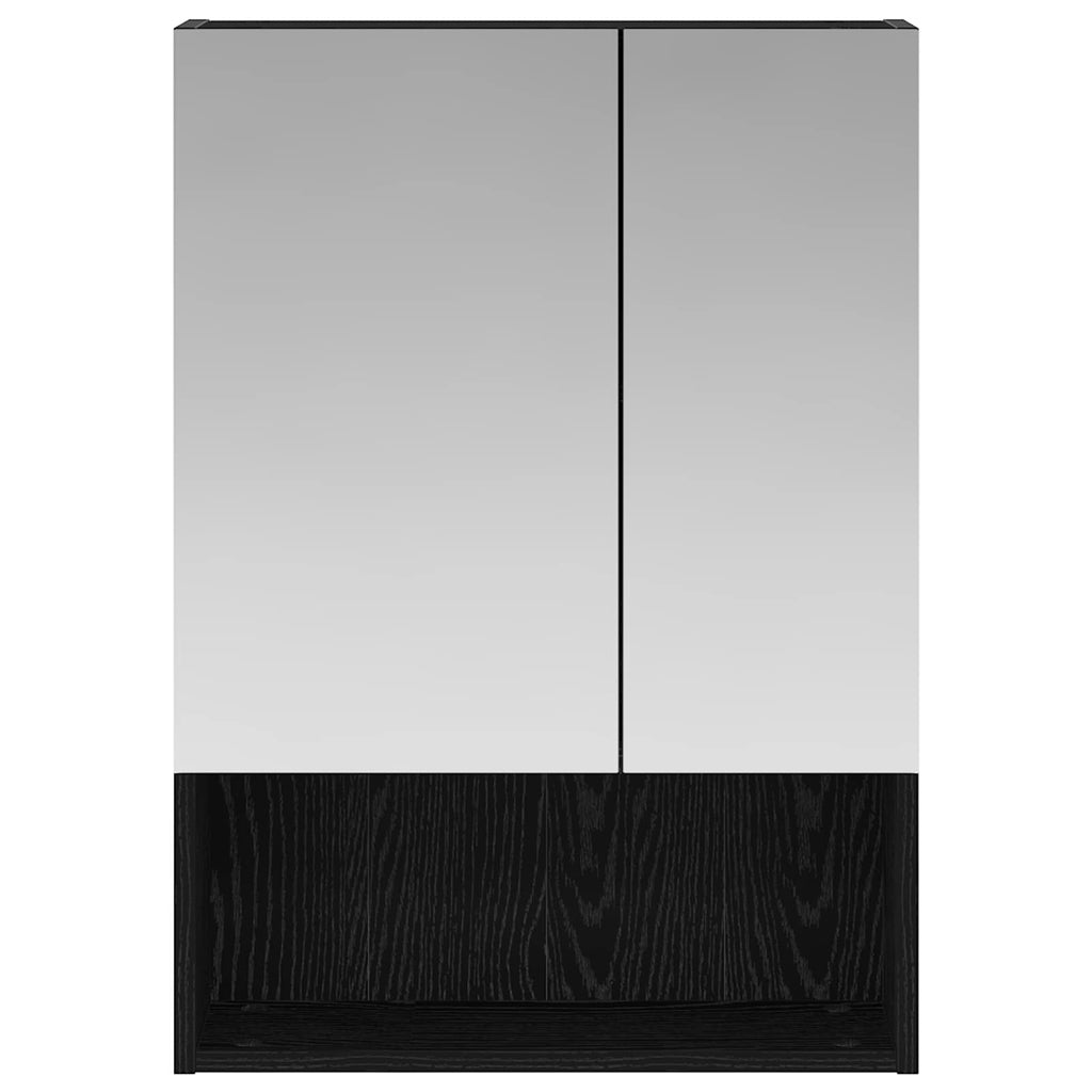 vidaXL Szafka z lustrem do łazienki Czarny Dąb 50 x 14,5 x 70 cm