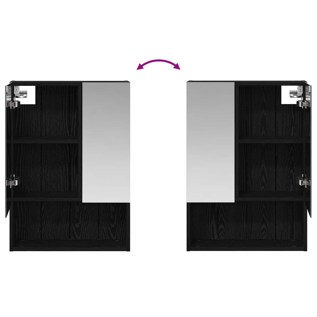 vidaXL Szafka z lustrem do łazienki Czarny Dąb 50 x 14,5 x 70 cm