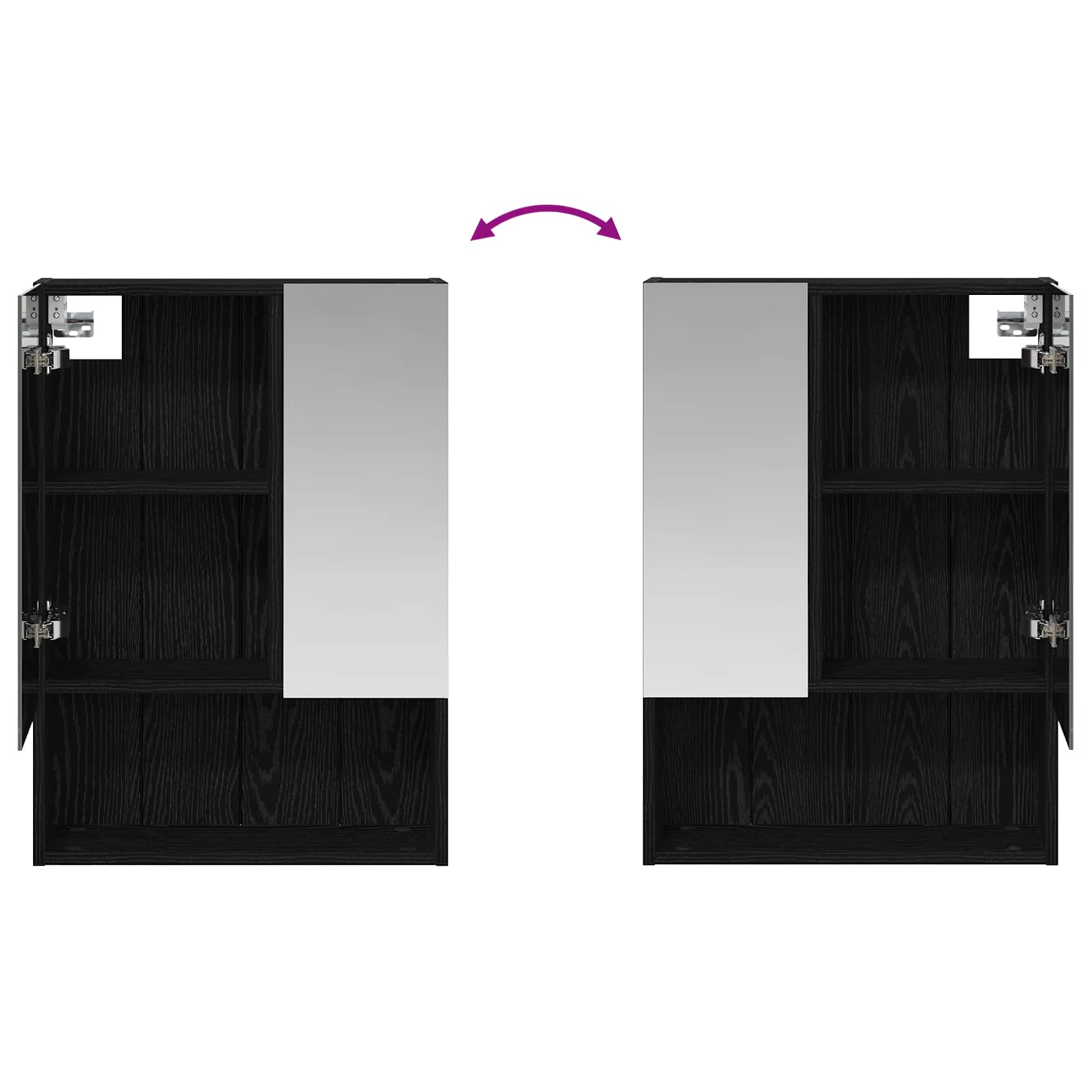 vidaXL Szafka z lustrem do łazienki Czarny Dąb 50 x 14,5 x 70 cm