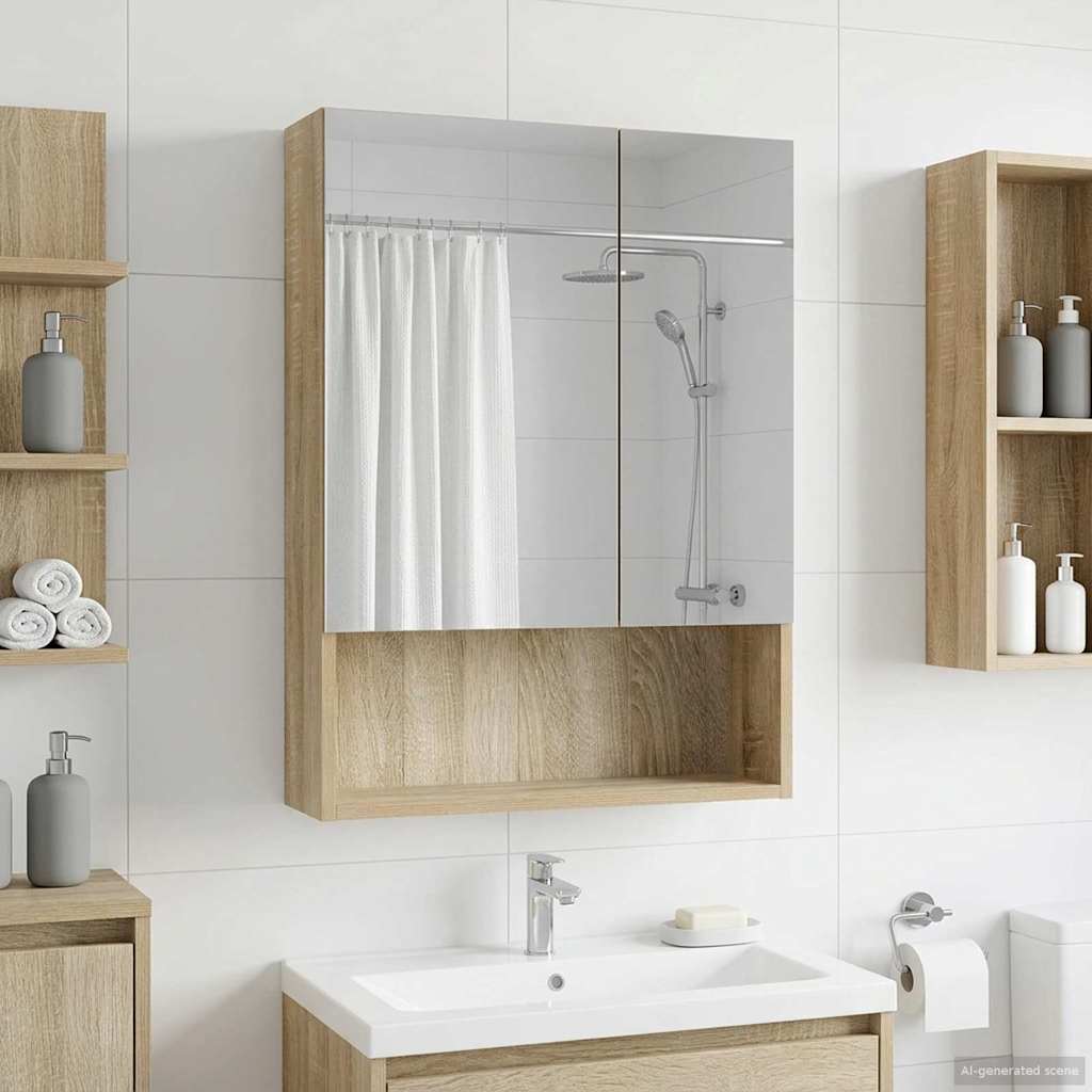 vidaXL Szafka z lustrem do łazienki Dąb Sonoma 50 x 14,5 x 70 cm