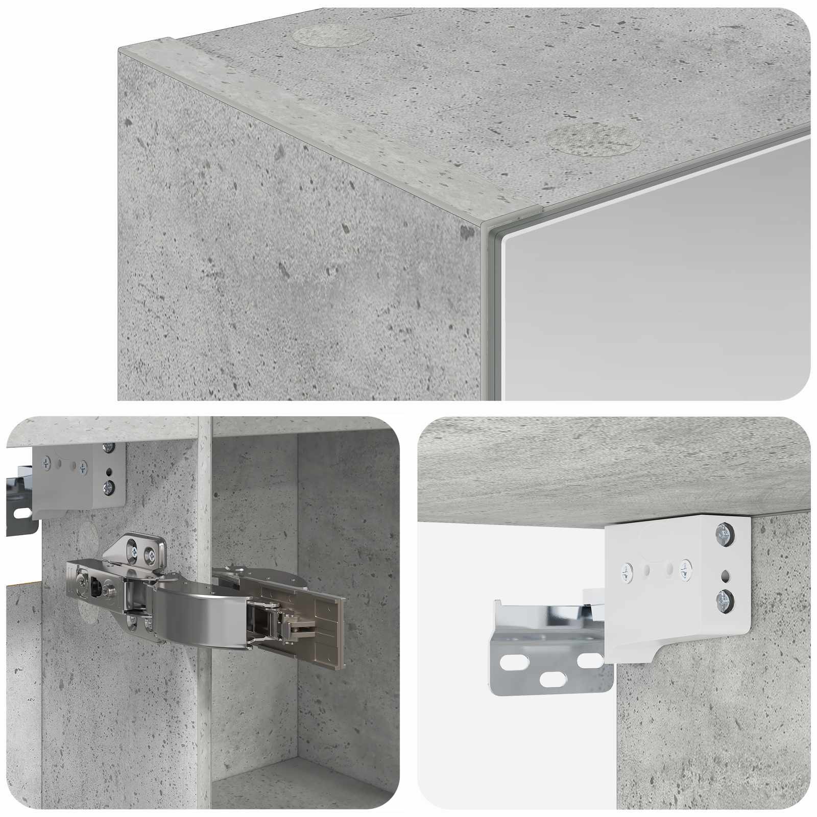 vidaXL Szafka z lustrem do łazienki Betonowy szary 50 x 14,5 x 70 cm