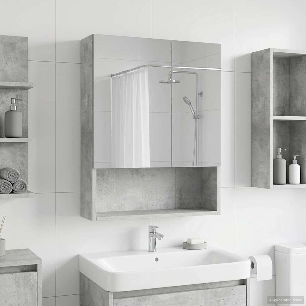 vidaXL Szafka z lustrem do łazienki Betonowy szary 50 x 14,5 x 70 cm