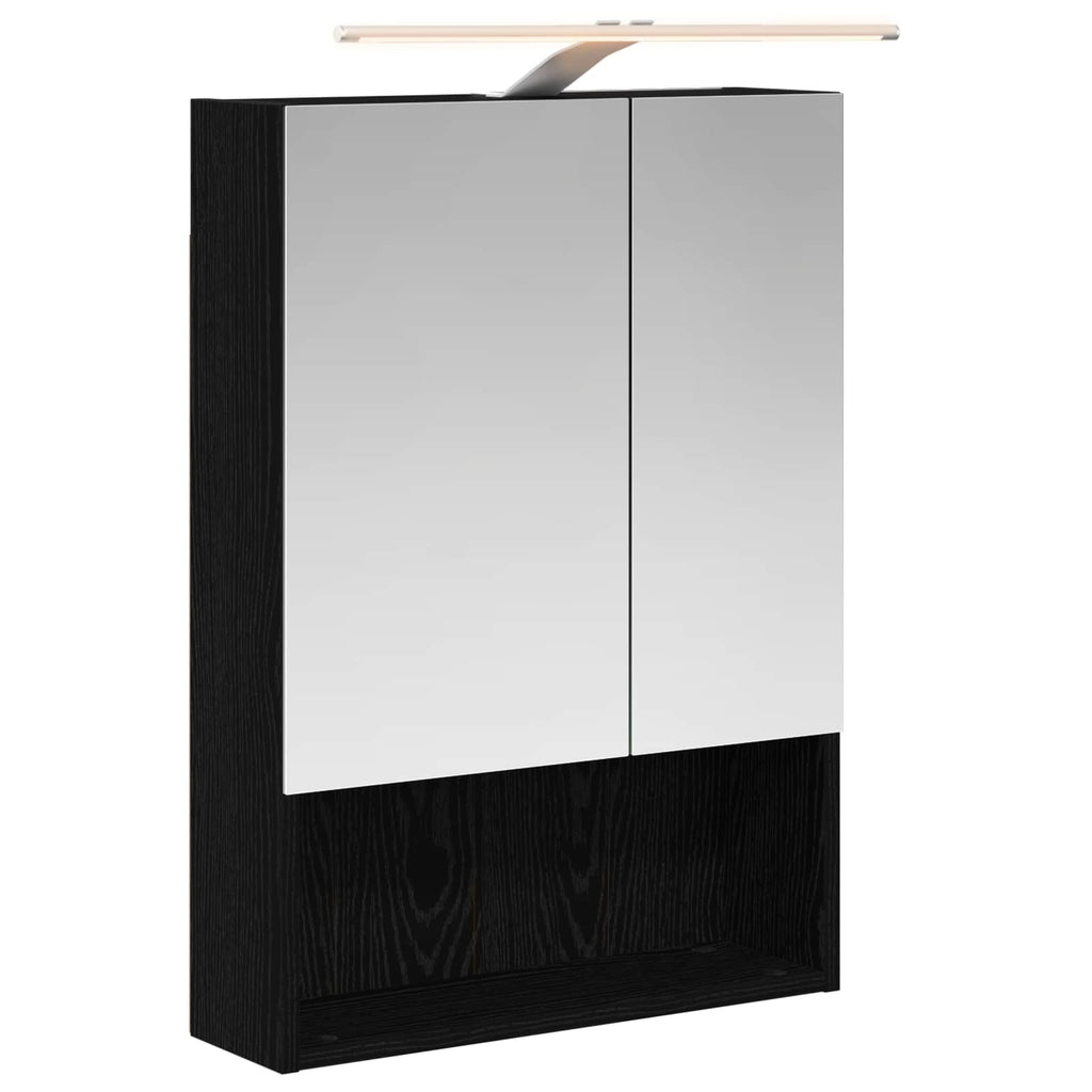 vidaXL Szafka z lustrem do łazienki Czarny Dąb 50 x 14,5 x 70 cm