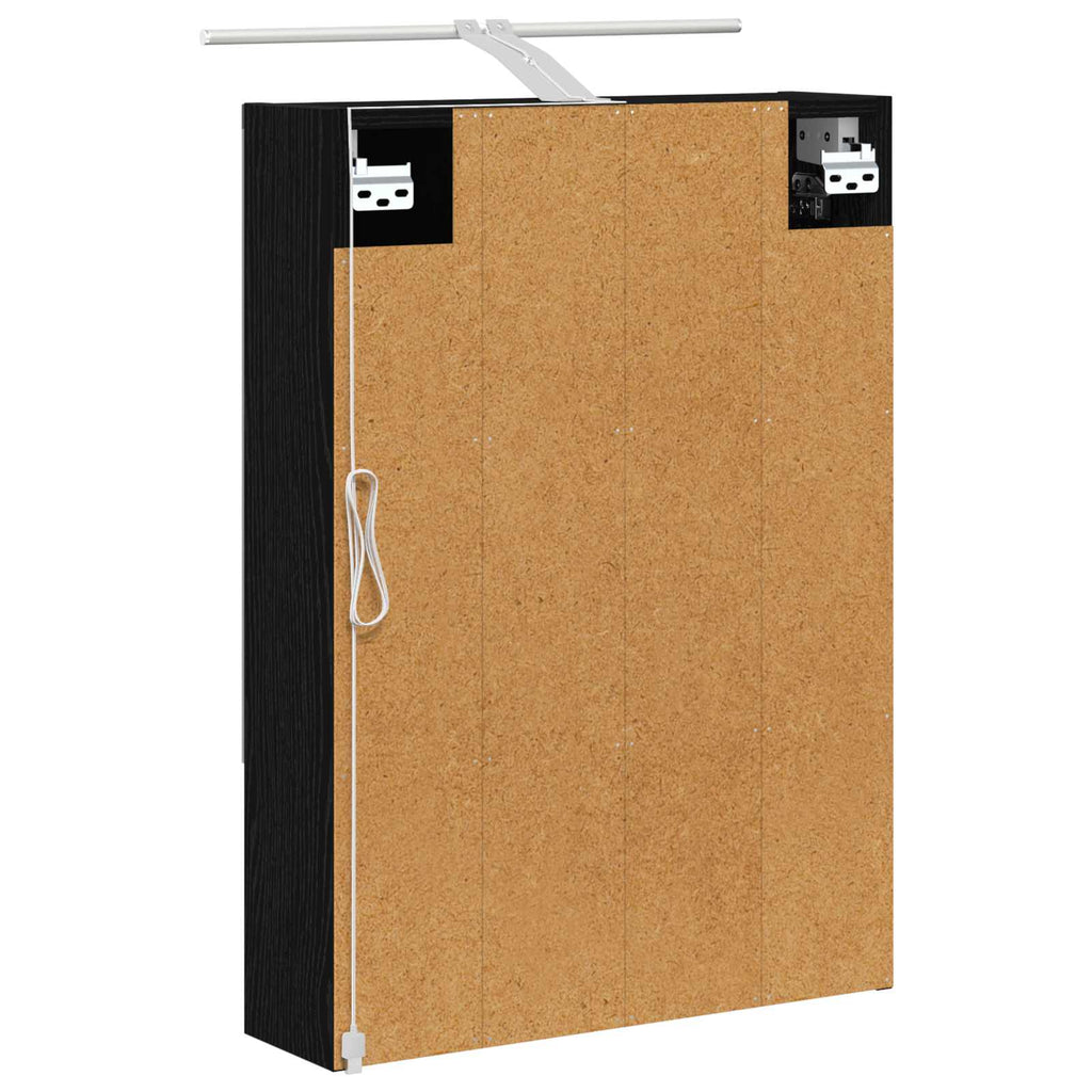 vidaXL Szafka z lustrem do łazienki Czarny Dąb 50 x 14,5 x 70 cm