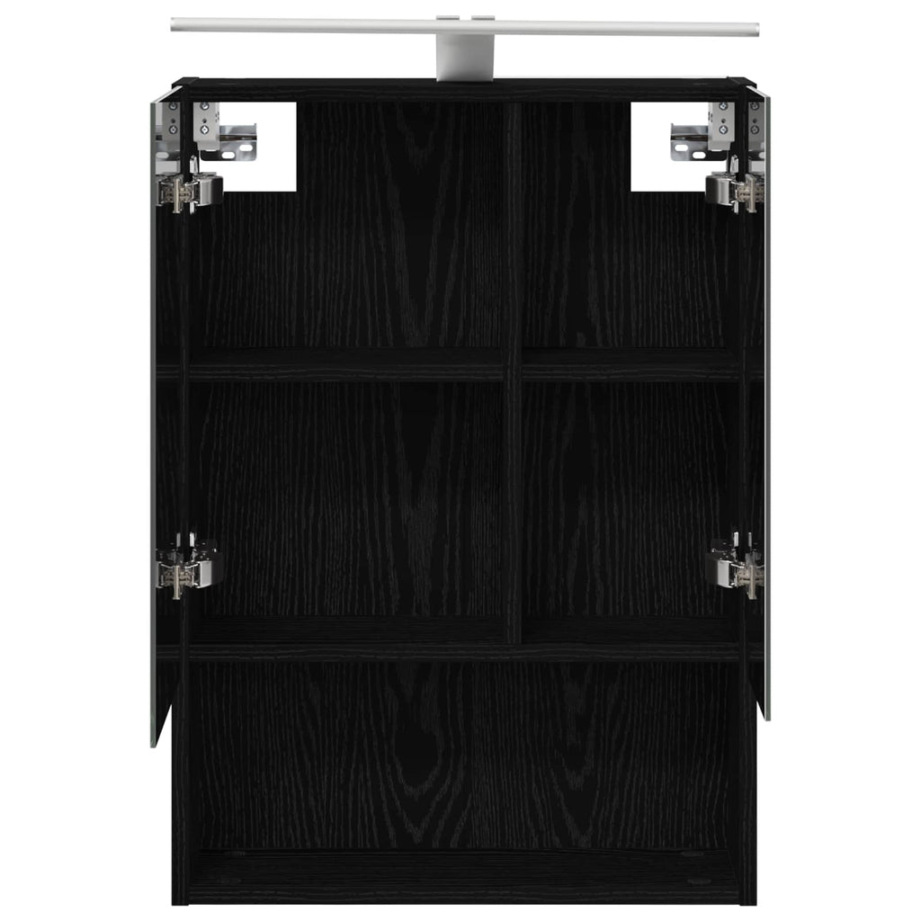 vidaXL Szafka z lustrem do łazienki Czarny Dąb 50 x 14,5 x 70 cm