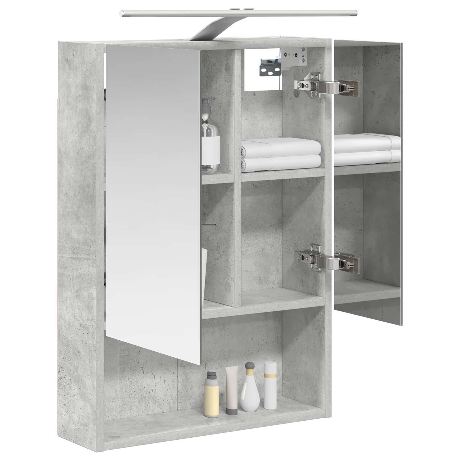 vidaXL Szafka z lustrem do łazienki Betonowy szary 50 x 14,5 x 70 cm