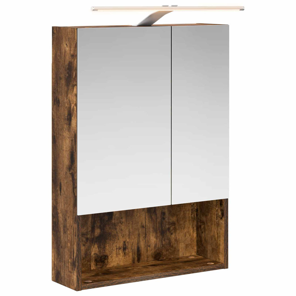 vidaXL Szafka z lustrem do łazienki Dąb wędzony 50 x 14,5 x 70 cm
