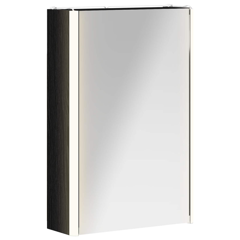 vidaXL Szafka z lustrem do łazienki Czarny Dąb 33 x 11,5 x 50 cm