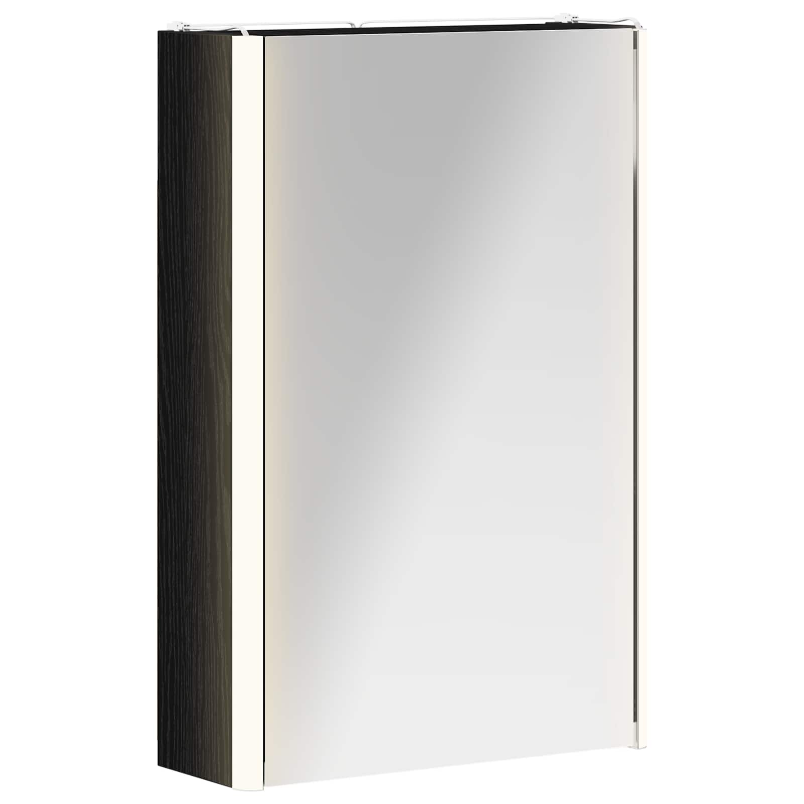 vidaXL Szafka z lustrem do łazienki Czarny Dąb 33 x 11,5 x 50 cm