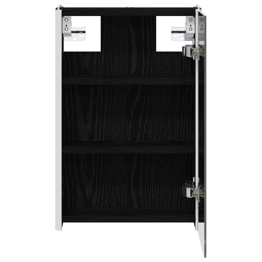 vidaXL Szafka z lustrem do łazienki Czarny Dąb 33 x 11,5 x 50 cm