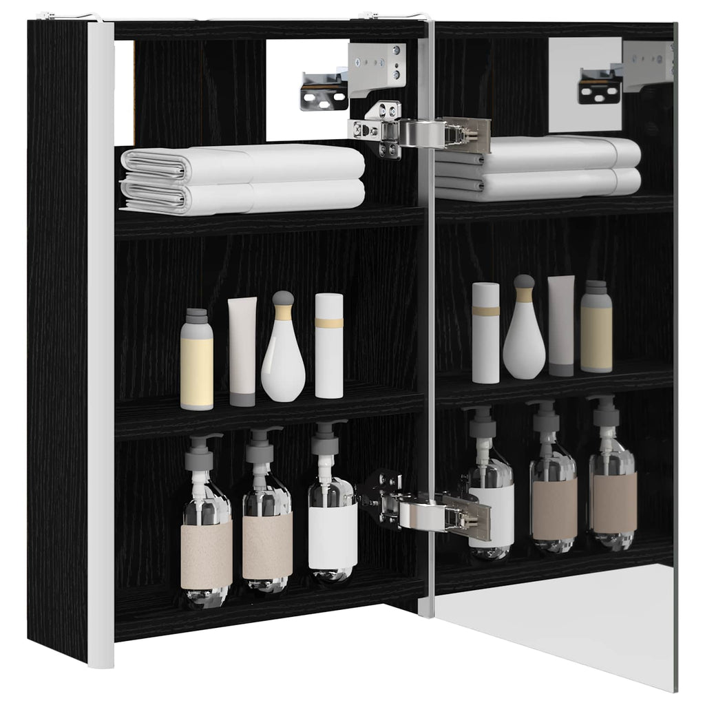 vidaXL Szafka z lustrem do łazienki Czarny Dąb 33 x 11,5 x 50 cm