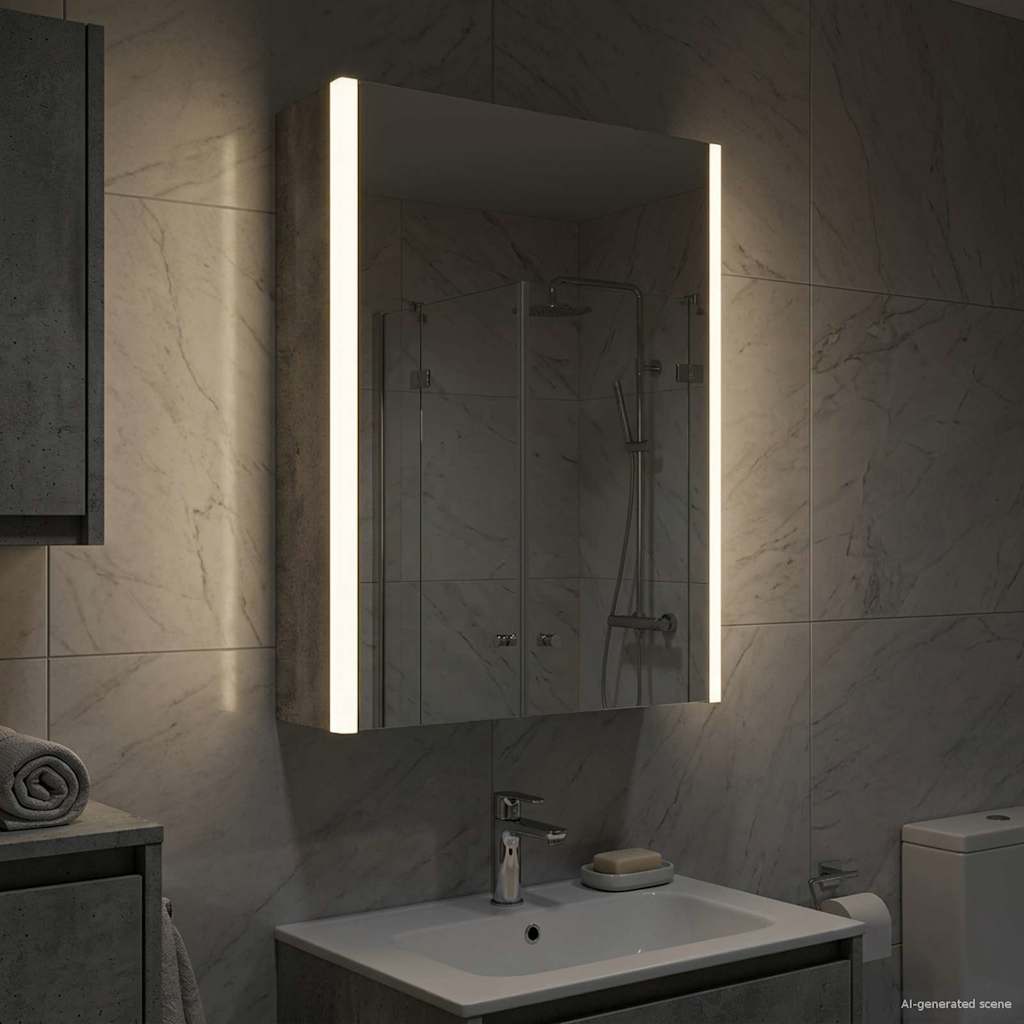 vidaXL Szafka z lustrem do łazienki Betonowy szary 33 x 11,5 x 50 cm
