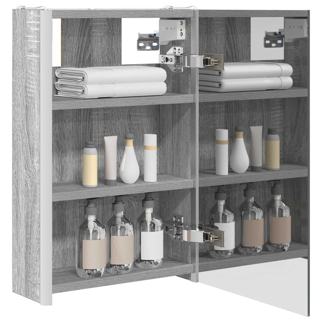 vidaXL Szafka z lustrem do łazienki Szary Sonoma 33 x 11,5 x 50 cm