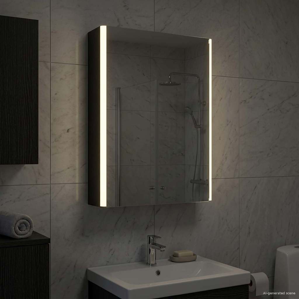 vidaXL Szafka z lustrem do łazienki Czarny Dąb 43 x 11,5 x 60,5 cm