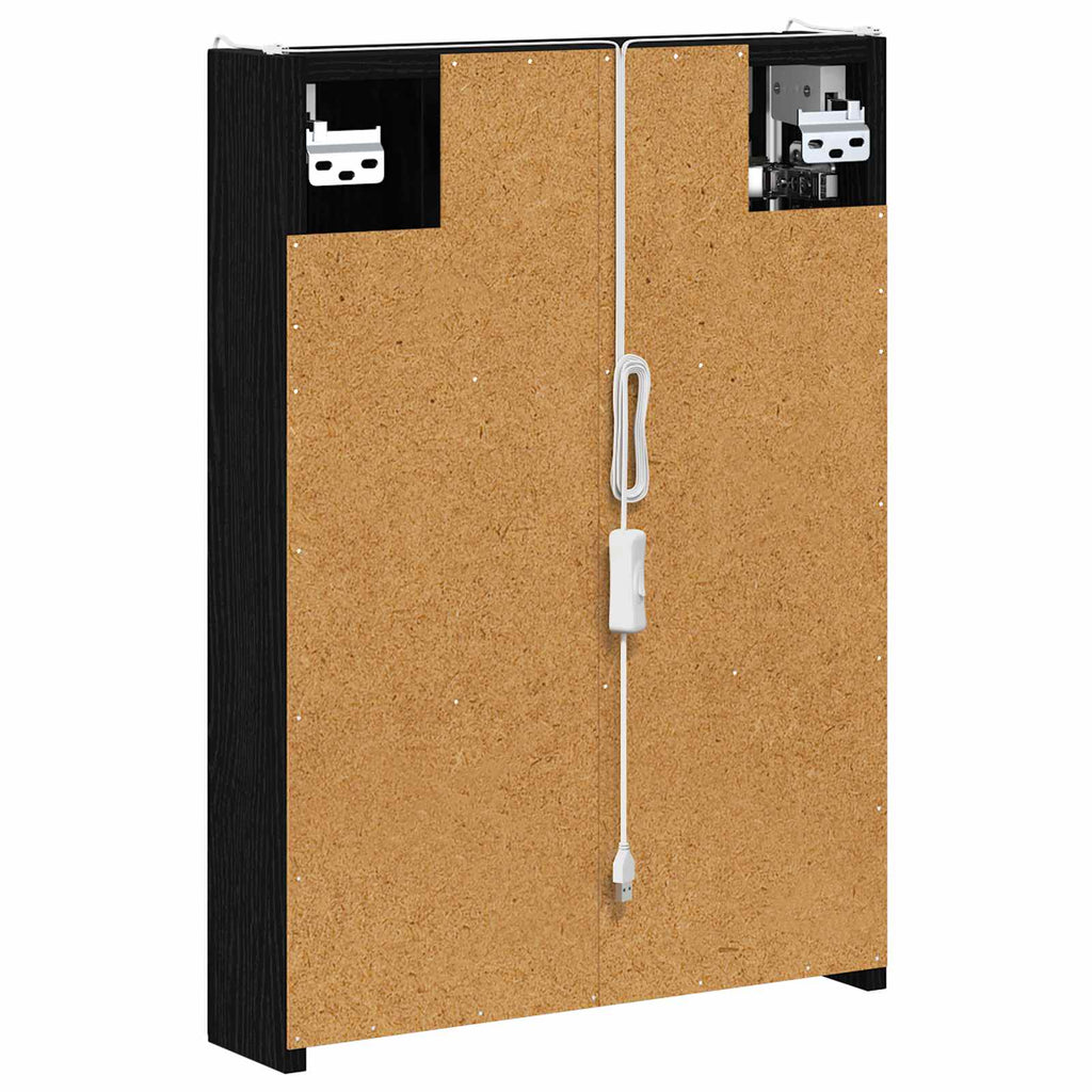 vidaXL Szafka z lustrem do łazienki Czarny Dąb 43 x 11,5 x 60,5 cm