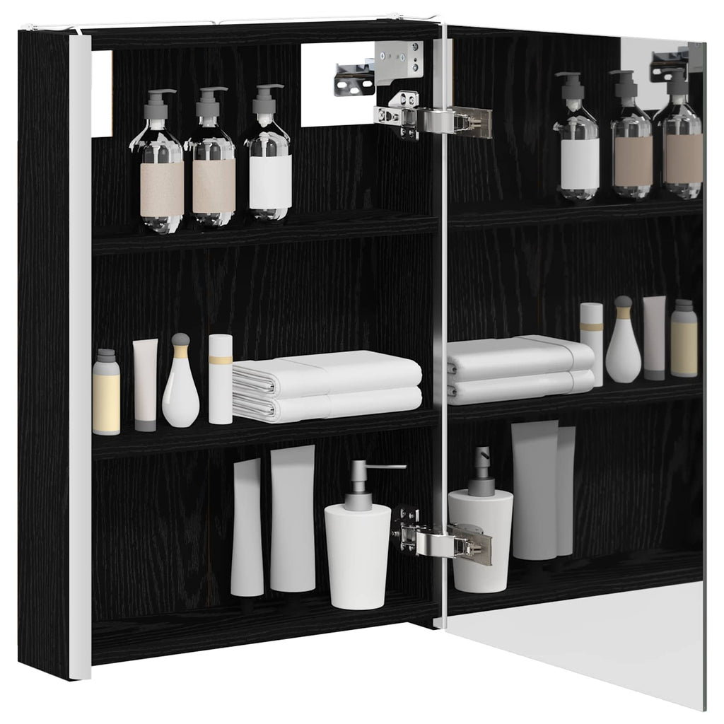 vidaXL Szafka z lustrem do łazienki Czarny Dąb 43 x 11,5 x 60,5 cm
