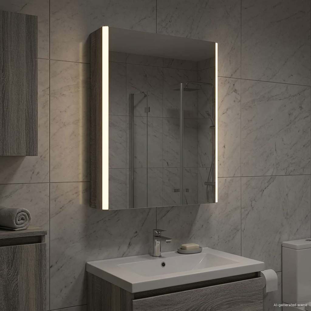 vidaXL Szafka z lustrem do łazienki Szary Sonoma 43 x 11,5 x 60,5 cm