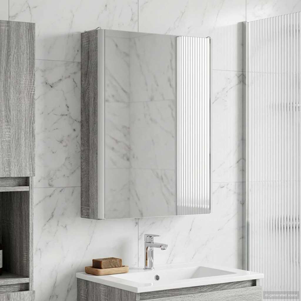 vidaXL Szafka z lustrem do łazienki Szary Sonoma 43 x 11,5 x 60,5 cm