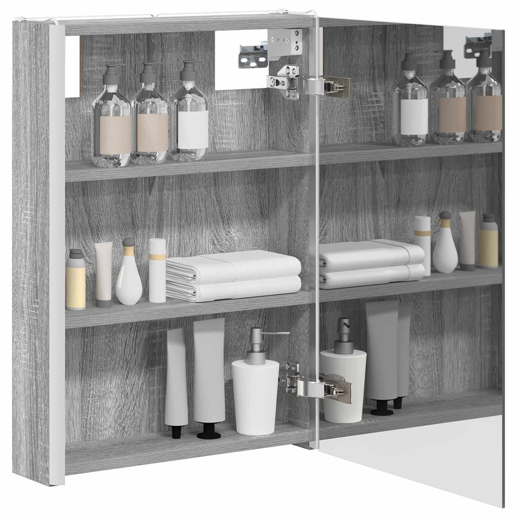 vidaXL Szafka z lustrem do łazienki Szary Sonoma 43 x 11,5 x 60,5 cm