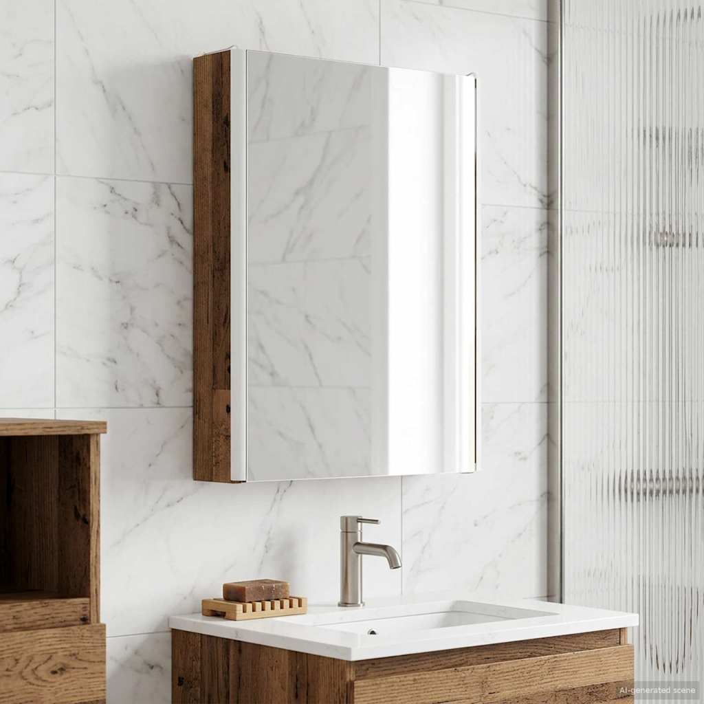 vidaXL Szafka z lustrem do łazienki Stare drewno 43 x 11,5 x 60,5 cm