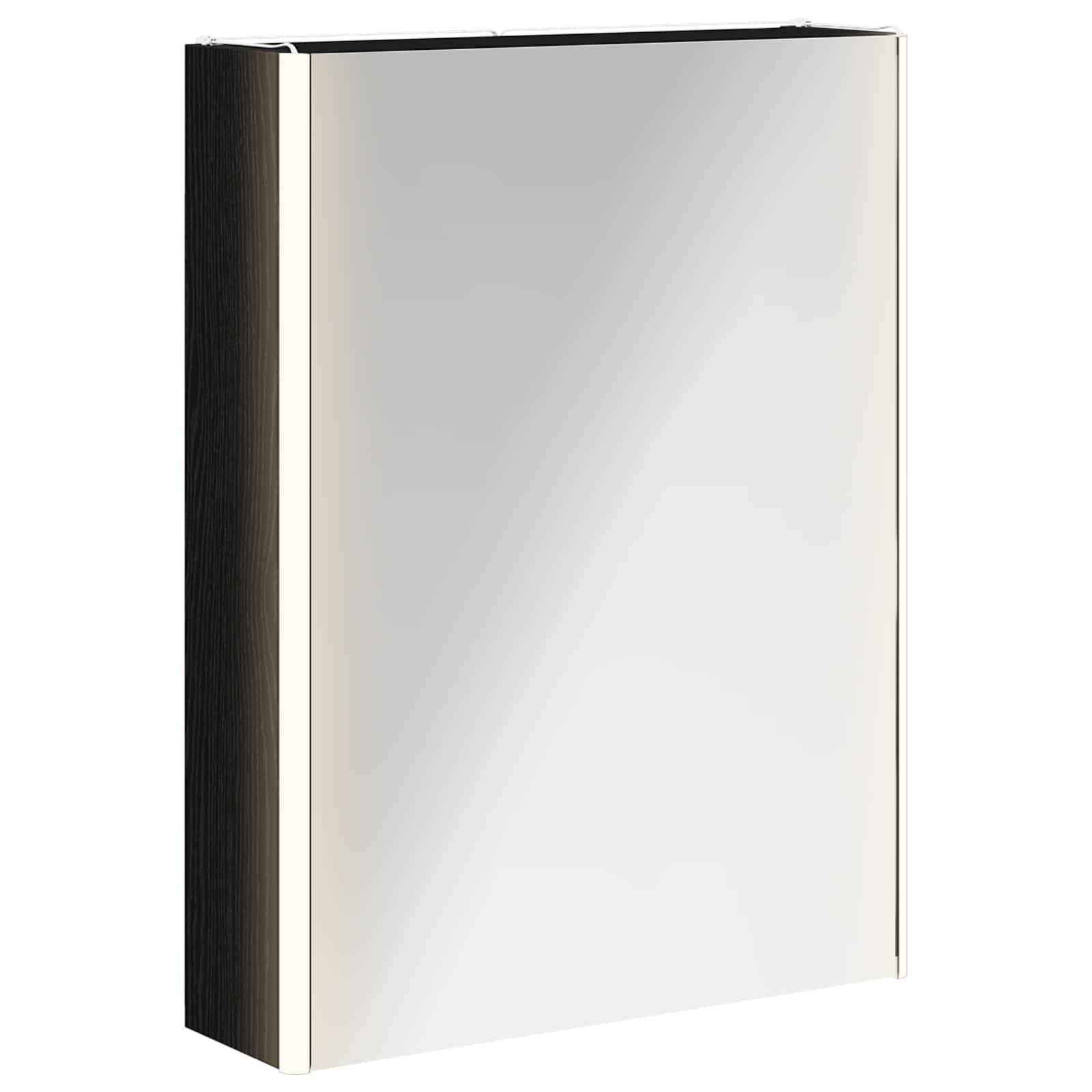 vidaXL Szafka z lustrem do łazienki Czarny Dąb 53,5 x 15,5 x 70 cm