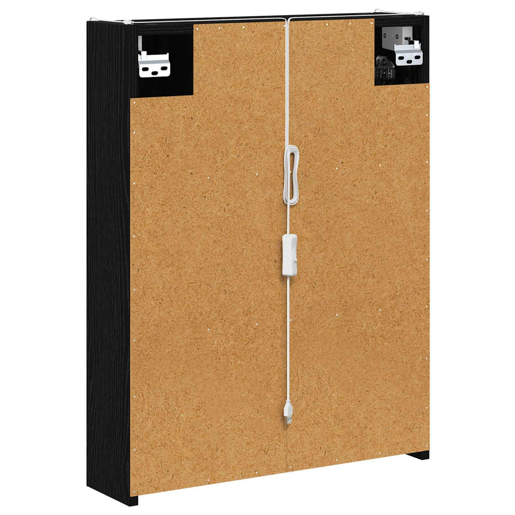 vidaXL Szafka z lustrem do łazienki Czarny Dąb 53,5 x 15,5 x 70 cm