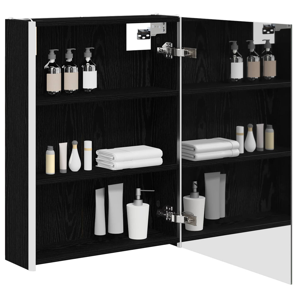 vidaXL Szafka z lustrem do łazienki Czarny Dąb 53,5 x 15,5 x 70 cm