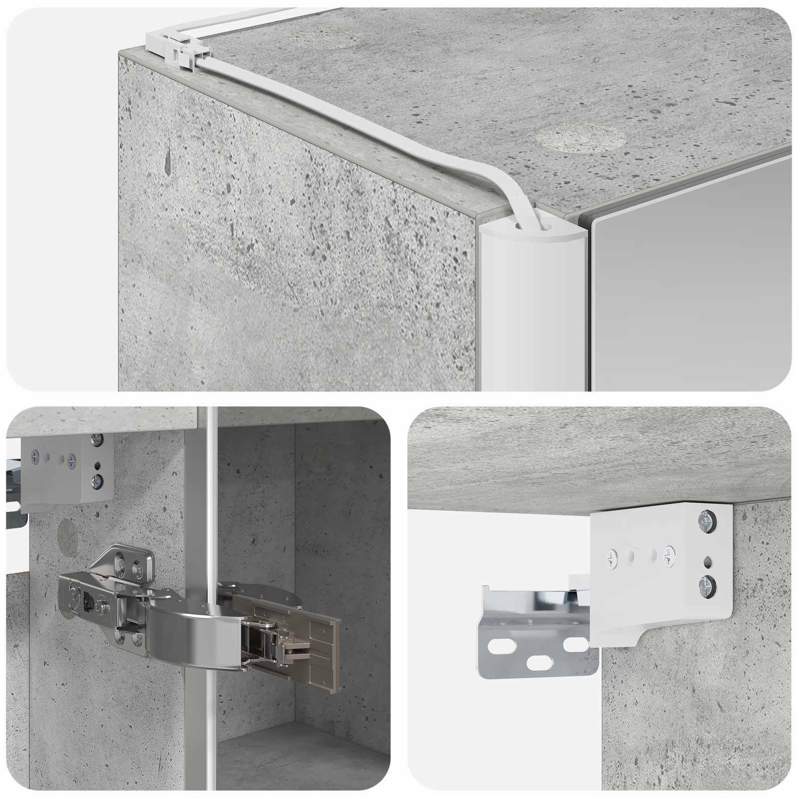 vidaXL Szafka z lustrem do łazienki Betonowy szary 53,5 x 15,5 x 70 cm