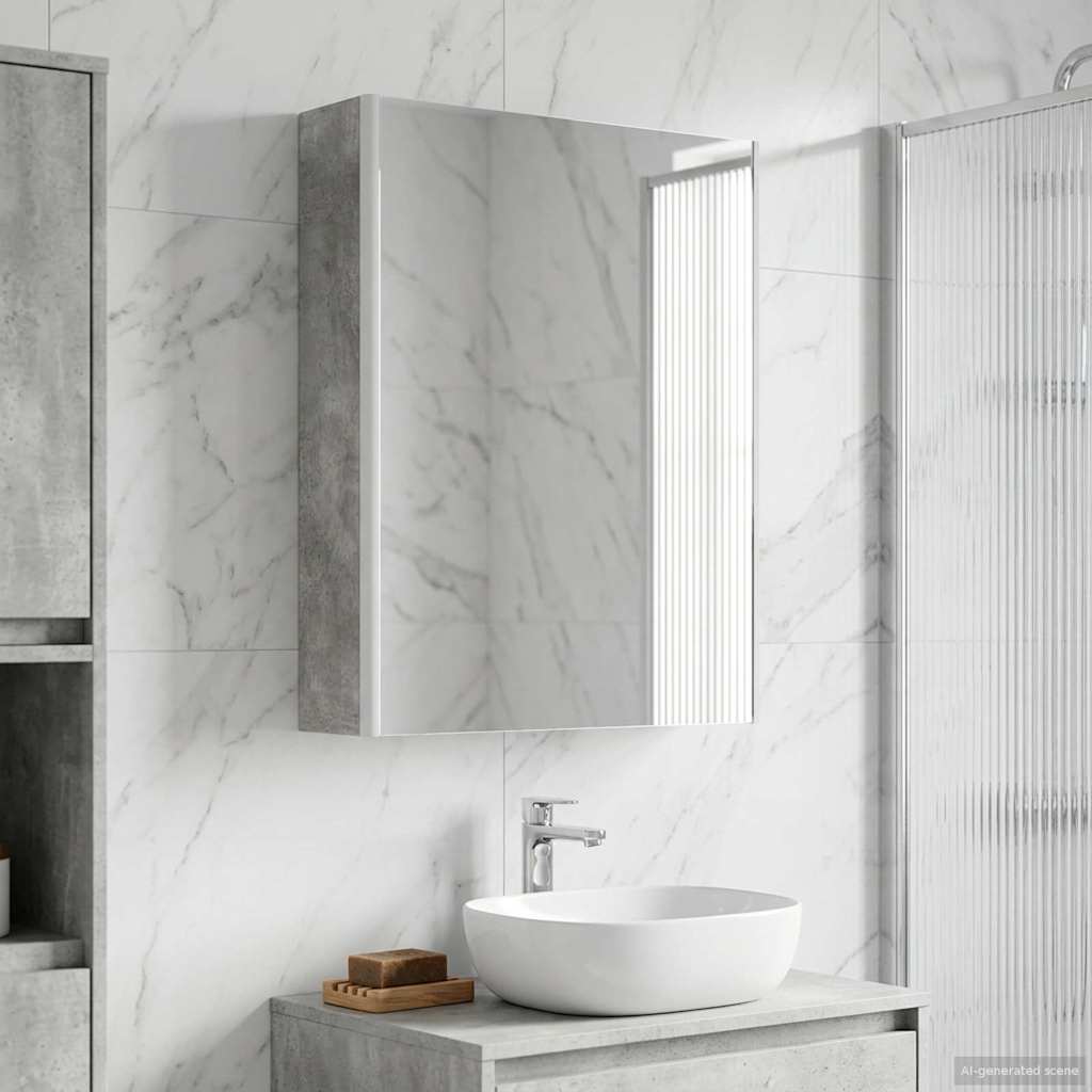 vidaXL Szafka z lustrem do łazienki Betonowy szary 53,5 x 15,5 x 70 cm