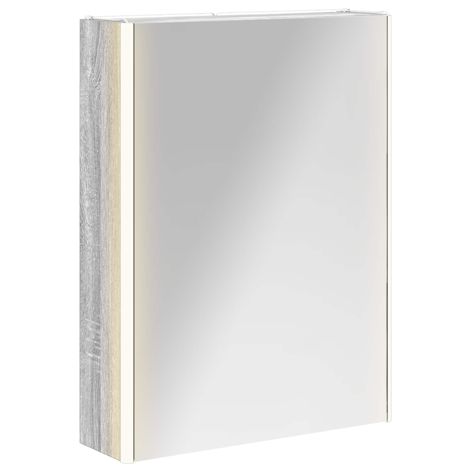 vidaXL Szafka z lustrem do łazienki Szary Sonoma 53,5 x 15,5 x 70 cm