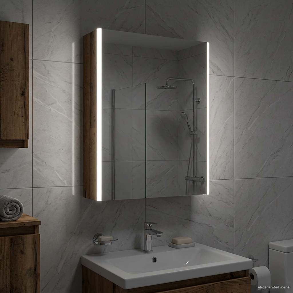 vidaXL Szafka z lustrem do łazienki Stare drewno 53,5 x 15,5 x 70 cm