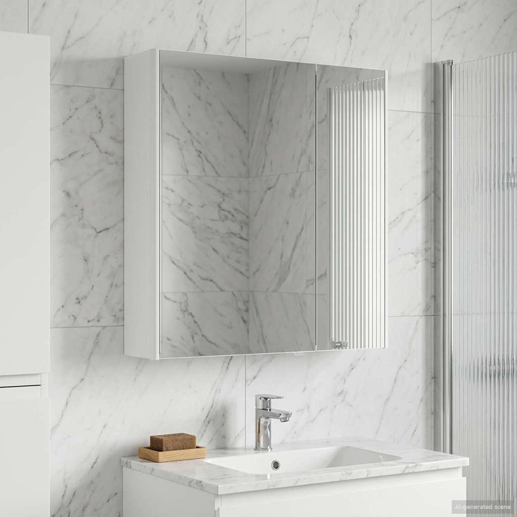 vidaXL Szafka z lustrem do łazienki Biały 63,5 x 15,5 x 70 cm