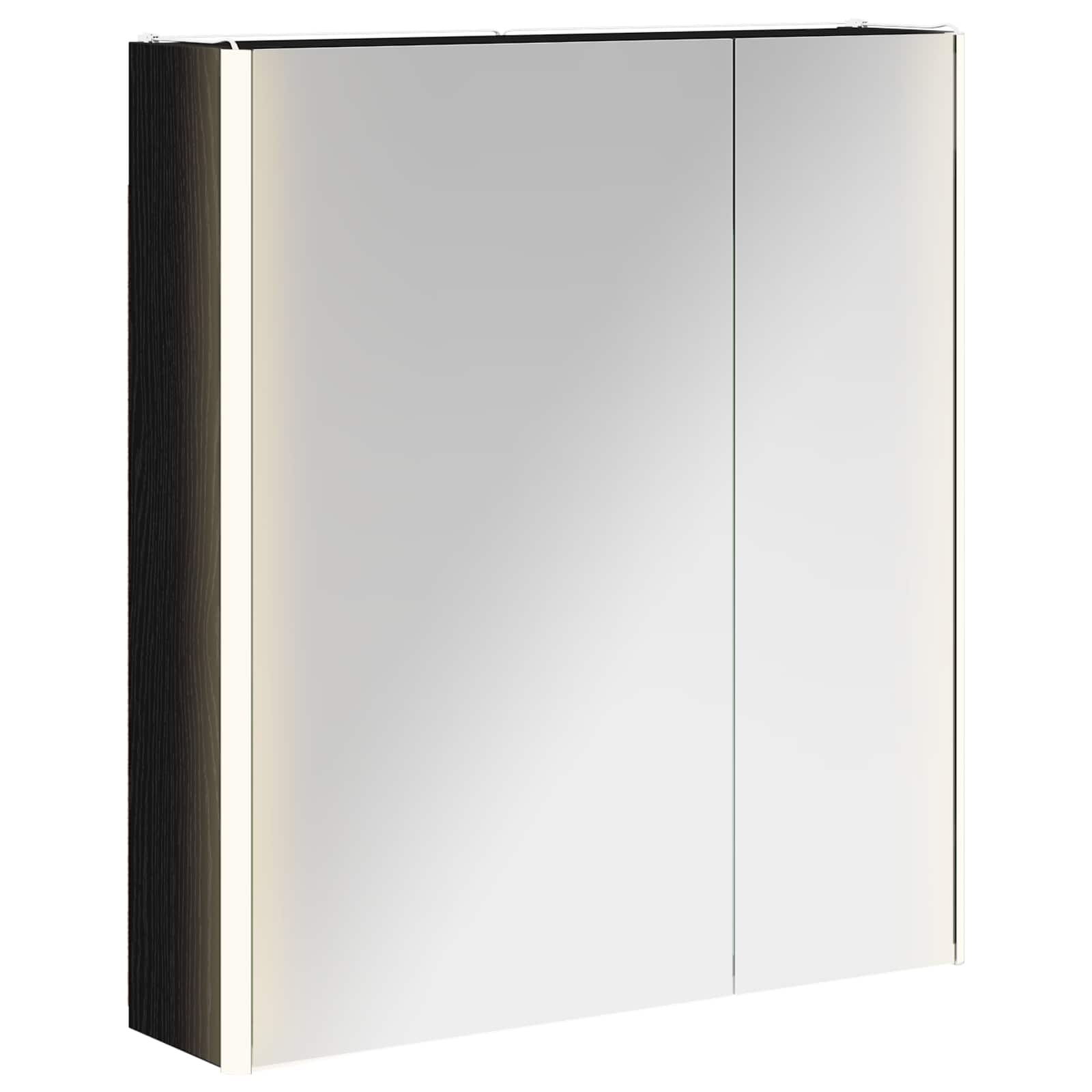 vidaXL Szafka z lustrem do łazienki Czarny Dąb 63,5 x 15,5 x 70 cm