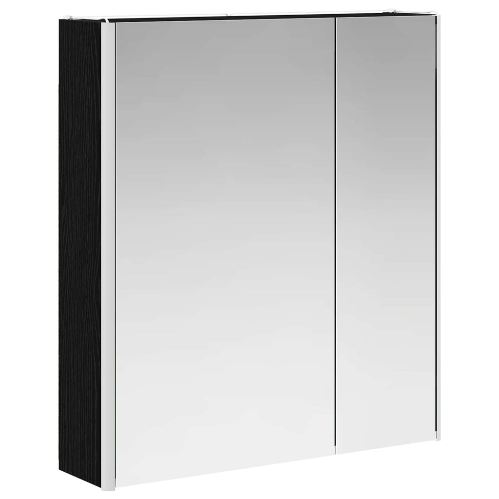 vidaXL Szafka z lustrem do łazienki Czarny Dąb 63,5 x 15,5 x 70 cm