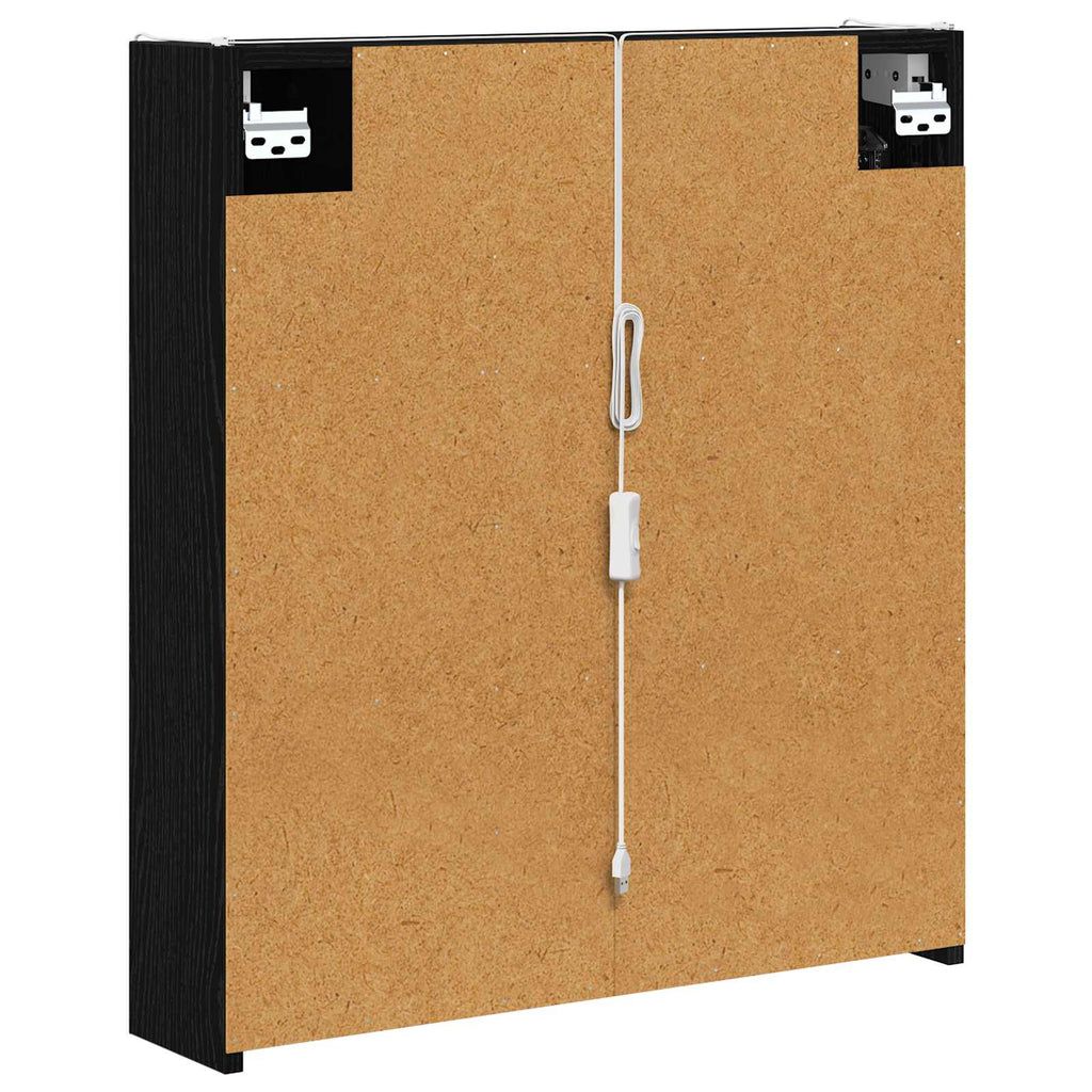 vidaXL Szafka z lustrem do łazienki Czarny Dąb 63,5 x 15,5 x 70 cm