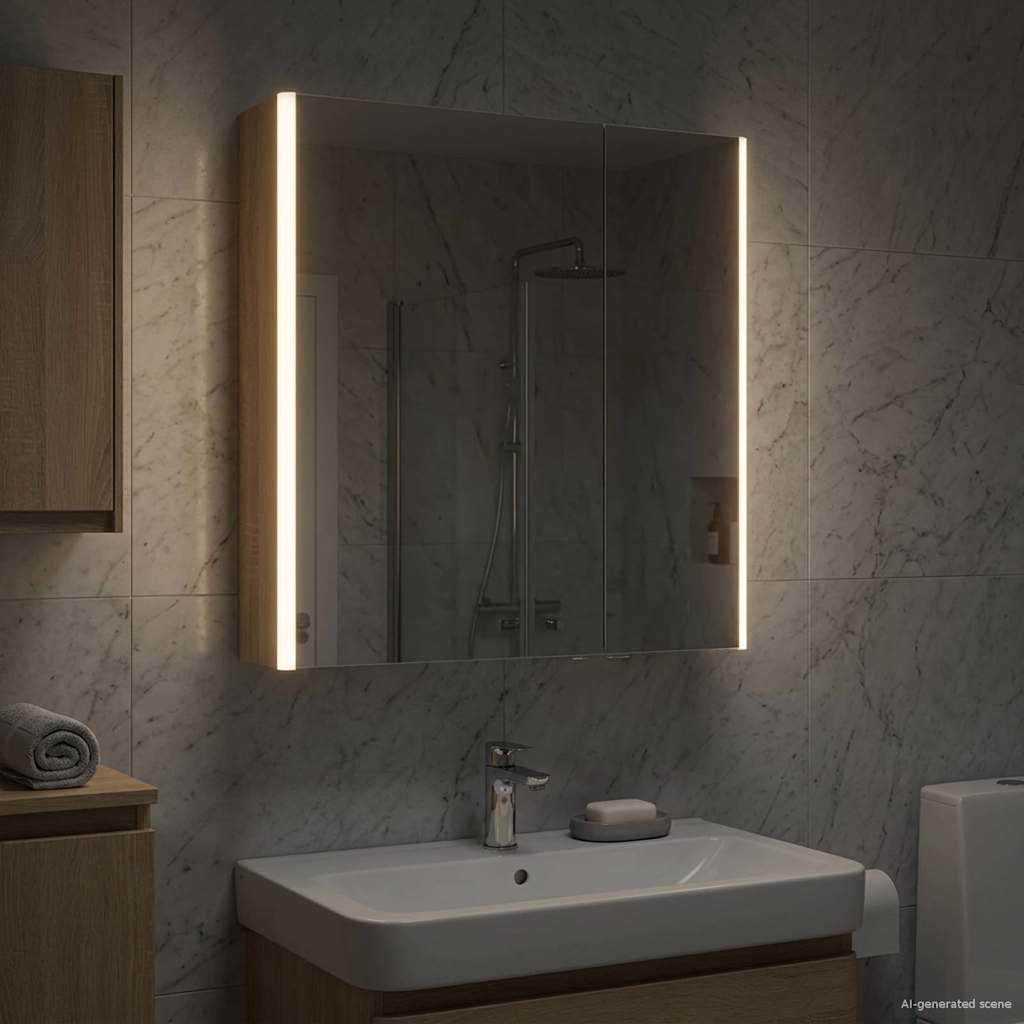 vidaXL Szafka z lustrem do łazienki Dąb Sonoma 63,5 x 15,5 x 70 cm