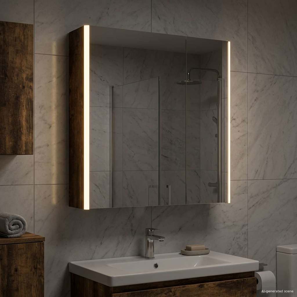 vidaXL Szafka z lustrem do łazienki Dąb wędzony 63,5 x 15,5 x 70 cm