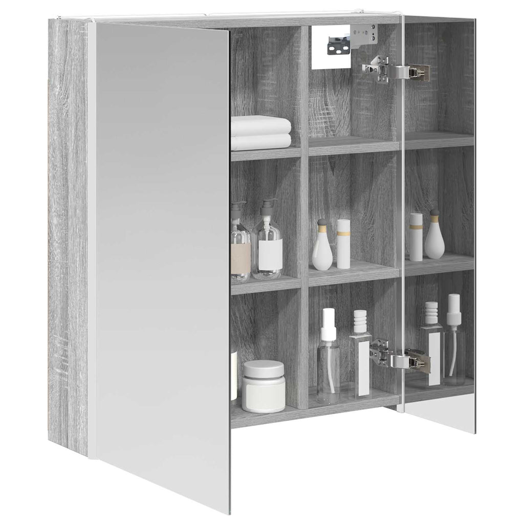 vidaXL Szafka z lustrem do łazienki Szary Sonoma 63,5 x 15,5 x 70 cm