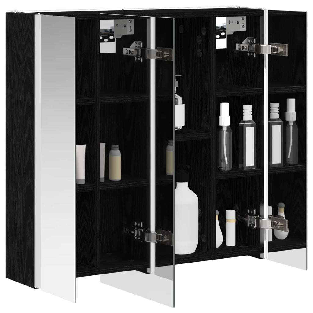 vidaXL Szafka z lustrem do łazienki Czarny Dąb 63,5 x 15,5 x 60,5 cm