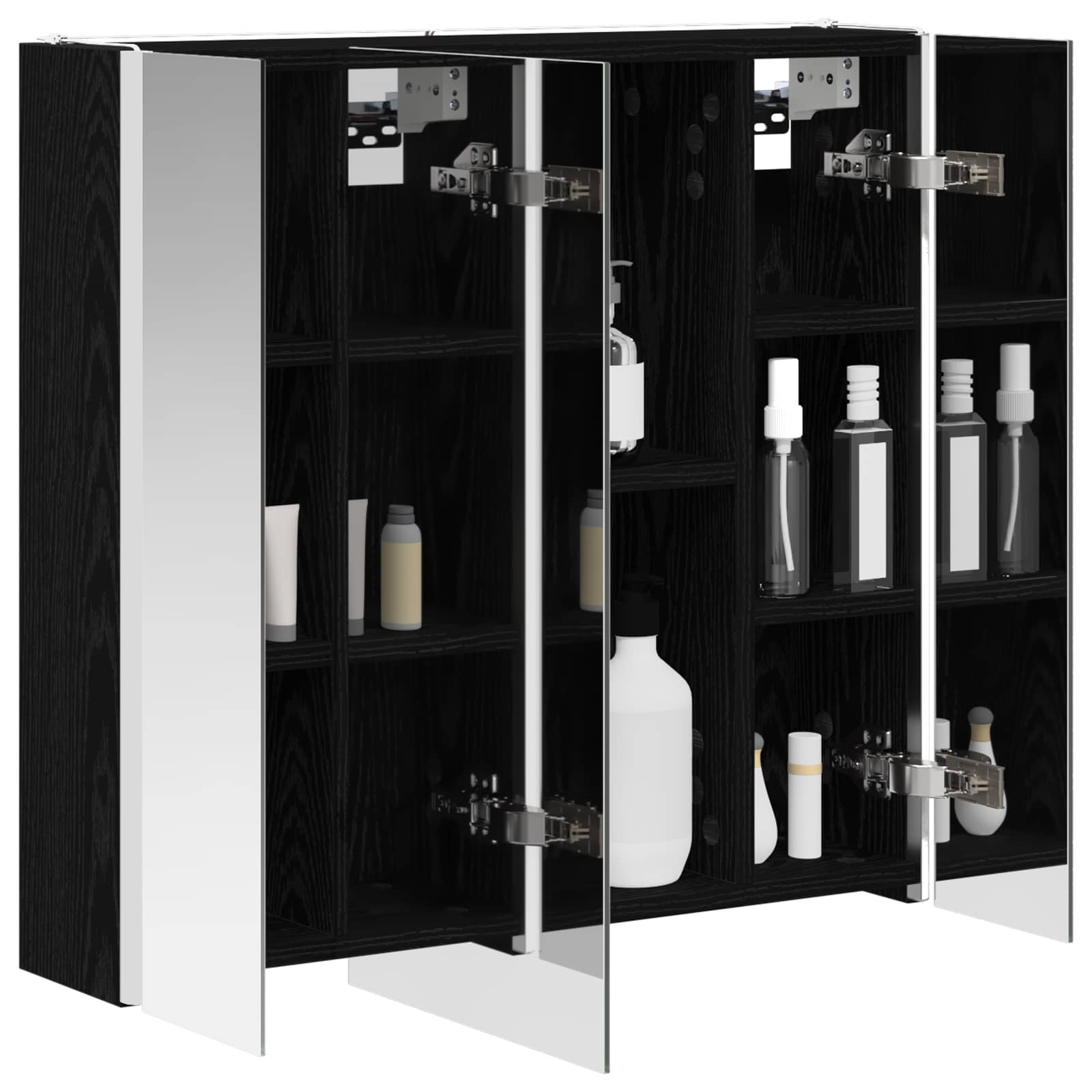 vidaXL Szafka z lustrem do łazienki Czarny Dąb 63,5 x 15,5 x 60,5 cm