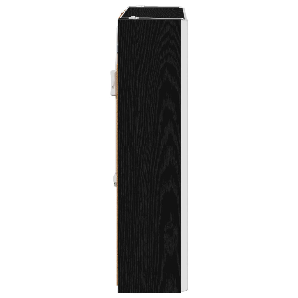 vidaXL Szafka z lustrem do łazienki Czarny Dąb 63,5 x 15,5 x 60,5 cm