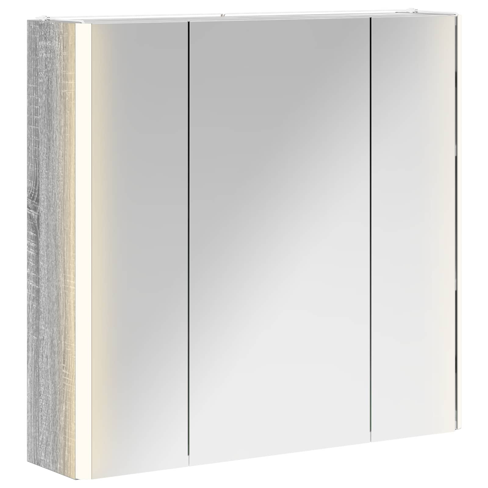 vidaXL Szafka z lustrem do łazienki Szary Sonoma 63,5 x 15,5 x 60,5 cm