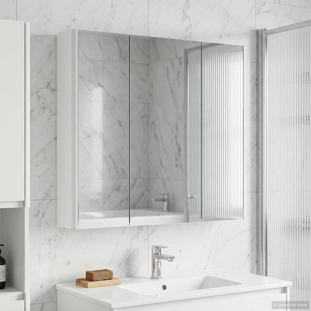 vidaXL Szafka z lustrem do łazienki z półką Biały 73.5 x 15.5 x 70 cm